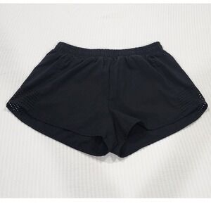 SHEIN Womens Black Athletic Running Shorts Laser Cut Perforated Side Size Small